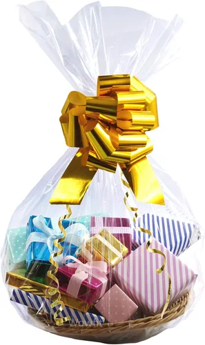 Vista 10 de Wowfit Bolsas de celofán, 10 unidades de 9x20 pulgadas Bolsas de celofán transparentes perfectas para regalos, presentes, botellas de vino
