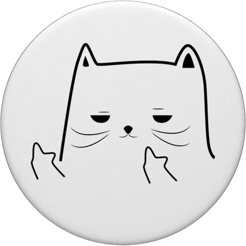 Vista 3 de Divertido gato humor medio dedo meme PopSockets intercambiable PopGrip
