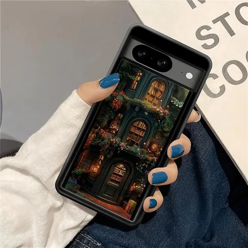 Vista 825 de Compatible con Google Pixel 4A 5G Mobile Case Creative Acrylic Panel trasero Silicona Protección Grip especialmente diseñado para Google Pixel 4A 5G