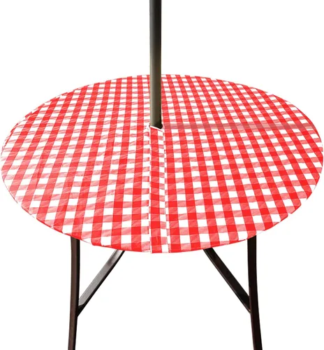Vista 23 de Hipinger Vinyl Round Fitted Tablecloth with Zipper and Umbrella Hole, Outdoor Oil Waterproof Stain Resisteant PVC Table Cover 40-44 Inch, Black