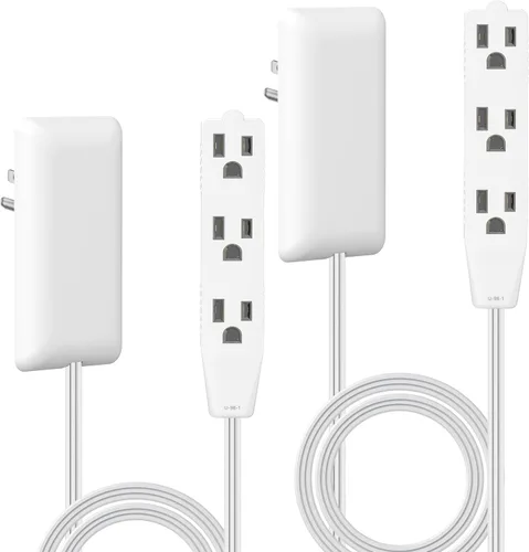 Vista 15 de LIDER LWE3-315-BK - Extensor de toma de corriente de cara plana con 3 receptáculos, enchufe de pared ultrafino, regleta de alimentación con cable