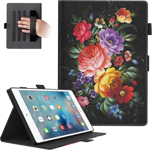 Vista 15 de Dteck Funda para iPad mini 5/4/3/2/1 - [Diseño de flores en relieve] Funda tipo folio clásica