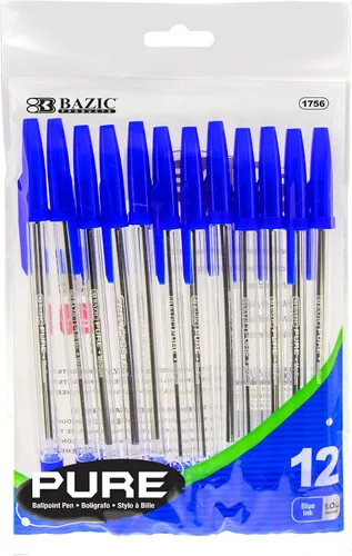 Vista 8 de BAZIC PRODUCTS Bolígrafo negro puro, 12 unidades, para escribir en la escuela y la oficina