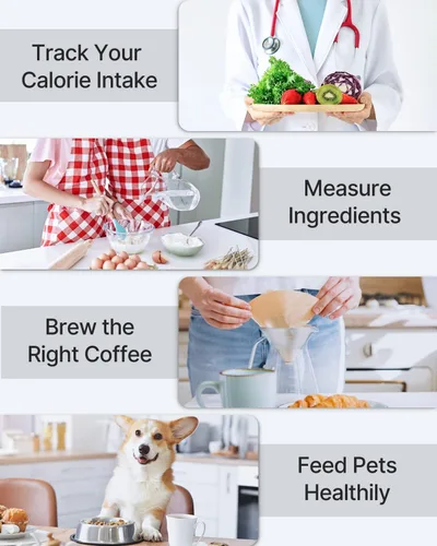 Vista 8 de RENPHO Báscula Digital de Alimentos con Calculadora Nutricional, Báscula Inteligente de Cocina de Alimentos, Báscula de Peso de Alimentos en Gramos