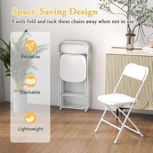 Vista 6 de Giantex Silla plegable con asiento y respaldo de plástico, marco de metal resistente, capacidad estática de 770 libras, asiento comercial