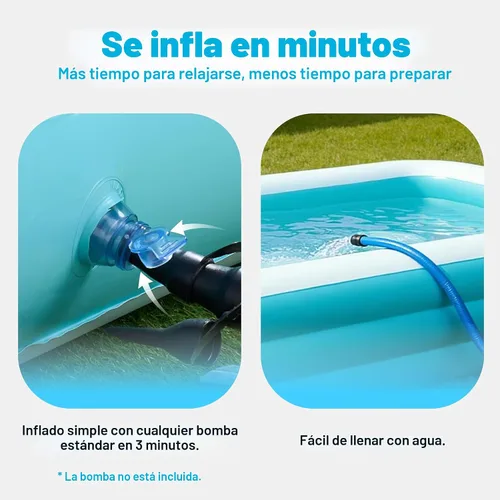 Vista 3 de SLOOSH Alberca inflable para adultos con asientos, de 120 pulgadas x 72 pulgadas x 22 pulgadas, piscina familiar resistente y gruesa por encima