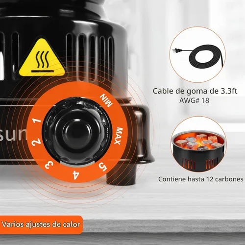 Vista 5 de Quemador de carbón eléctrico multiusos de 600 W para cocina de barbacoa