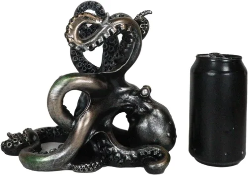 Vista 8 de Ebros Gift Portabotellas de vino de pulpo gigante marino The Call of Cthulhu Kraken Figurine 8 pulgadas de largo náutico océano profundo criatura