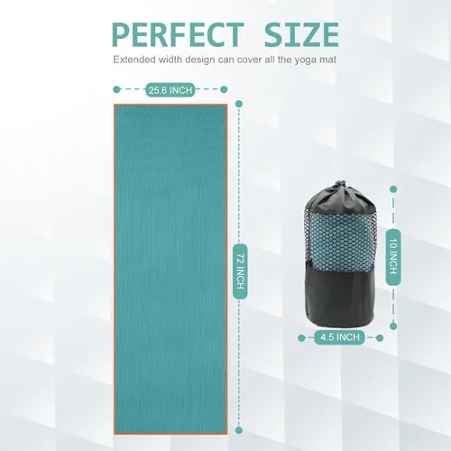 Vista 6 de Eunzel Paquete de 2 toallas de yoga caliente con punto de agarre, toalla de tapete de yoga antideslizante absorbente de sudor para yoga caliente