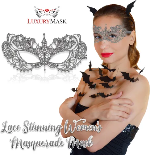 Vista 3 de Masquerade Mask For Women Lace Masquerade Masks for Masquerade Party, Proms, Venetian Party, Mardi Gras, Halloween & Cosplay