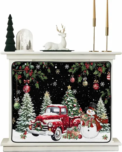 Vista 38 de Cubierta magnética azul para chimenea, detiene la pérdida de calor, pantalla de chimenea para interiores, bolas de gnomos de Navidad, árbol de copo