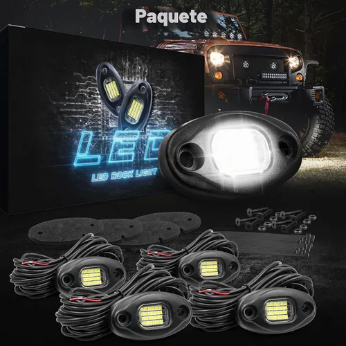 Vista 6 de Luces de roca blancas, 4 luces de roca ALIGZ para camiones, Jeep, UTV, ATV, RZR, kit de luz subterránea