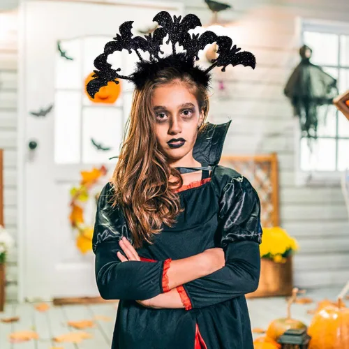 Vista 7 de 3 diademas de murciélago negro de Halloween + 3 diademas de araña, tocado de Halloween, cosplay, fiesta, accesorio para adultos, niños, mujeres