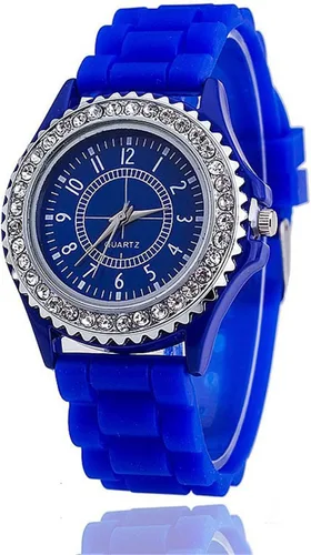 Vista 6 de Relojes al por mayor de las mujeres Pack Silicona Banda Señora Rhinestone Reloj de pulsera Negro