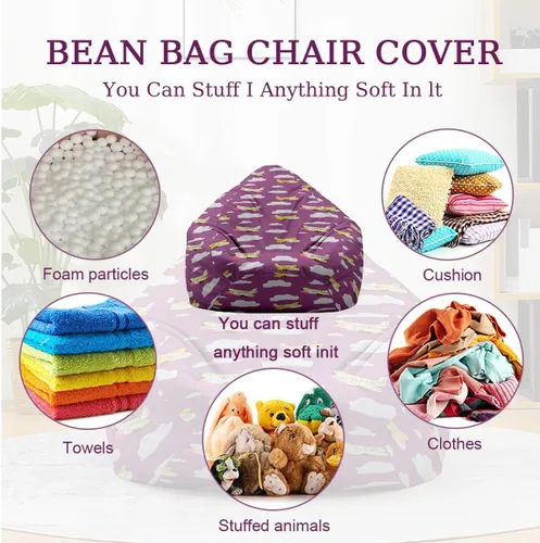Vista 5 de Lukery Puf de almacenamiento con estampado de leopardo 3D para niños y adultos, puf rellenable (sin relleno), puf lavable para sala de estar, sofá