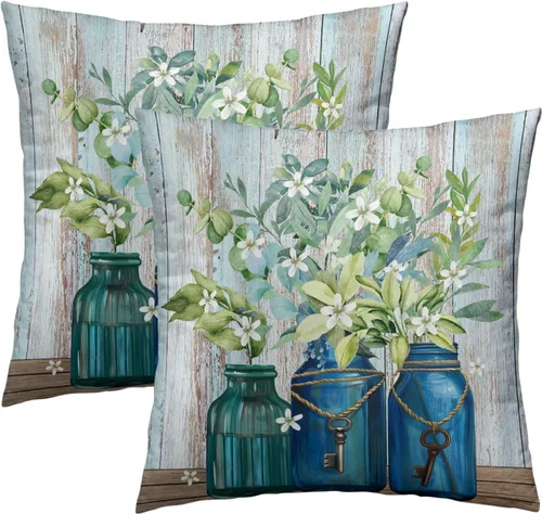 Vista 64 de Giwawa Juego de 2 fundas de almohada decorativas con diseño floral de girasol de 16 x 16 pulgadas, fundas de cojín decorativas para el hogar, sofá