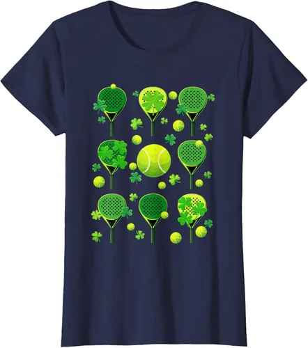 Vista 14 de St Patricks Day Padel Tennis Shamrock Paddle Irish Pride T-Shirt