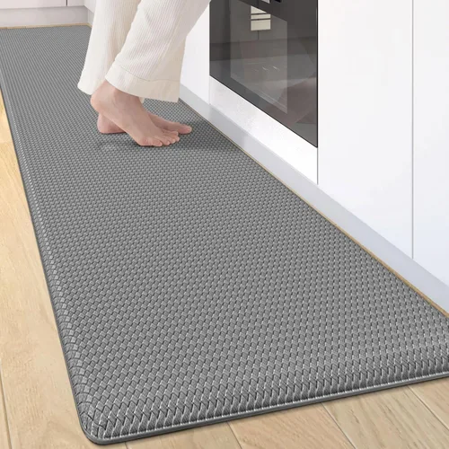 Vista 9 de Tapetes de cocina acolchados antifatiga, impermeable, acolchado de espuma viscoelástica para estar de pie, 17 x 59 pulgadas, color azul