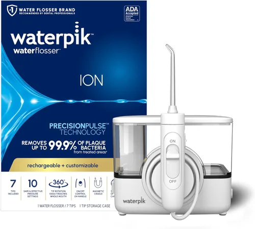 Vista 11 de Waterpik ION - Irrigador dental profesional, recargable y portátil para dientes, encías, aparatos ortopédicos, 10 ajustes, 7 puntas de irrigación
