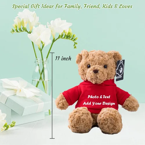 Vista 4 de Oso de Peluche Personalizado, Animal de Peluche, Juguetes de Oso de Peluche con Texto Personalizado + Imagen como Regalos Personalizados