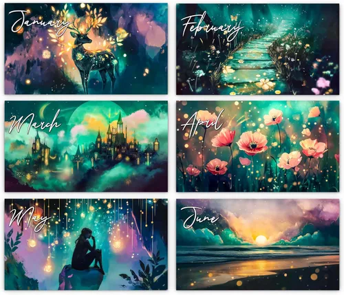 Vista 5 de Calendario de pared de crepúsculo místico 2026 - Paisajes de ensueño encantadores con vacaciones