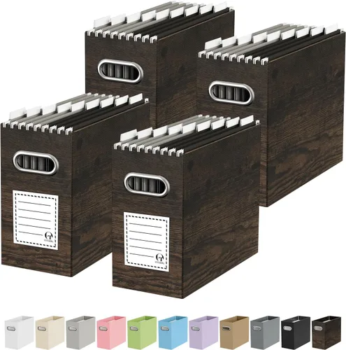 Vista 35 de Oterri Caja Organizadora de Archivos de Cartón para Carpetas Colgantes Tamaño Carta, Caja de Archivos para Escritorio de Computadora, Archivador