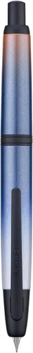 Vista 43 de Jinhao 10 Press Pluma estilográfica con caja, punta mediana retráctil de oro mate cepillado con juego de convertidor de tinta (clip dorado)