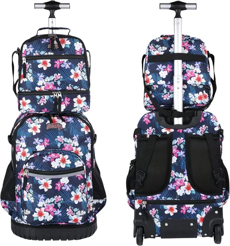 Vista 7 de seastig Mochila con ruedas de 18 pulgadas con bolsa de almuerzo y estuche para lápices, mochila con ruedas, mochila para laptop, adultos y niños