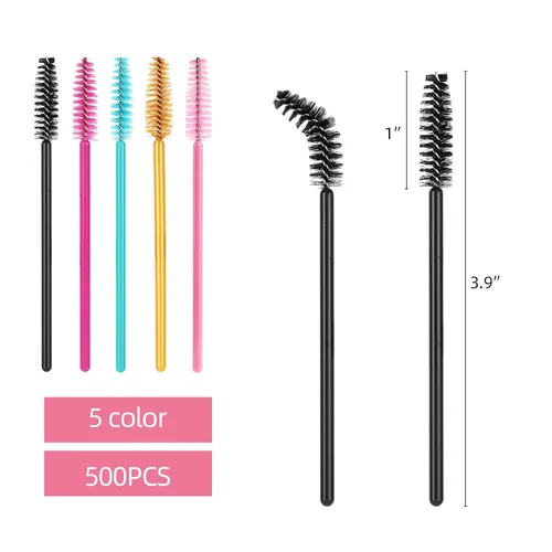 Vista 2 de Tbestmax 500 Varitas de Rímel Desechables Cepillo de Pestañas Spoolies para Ceja Extensión de Pestañas de Ojo, Kits de Aplicadores de Brochas de 5