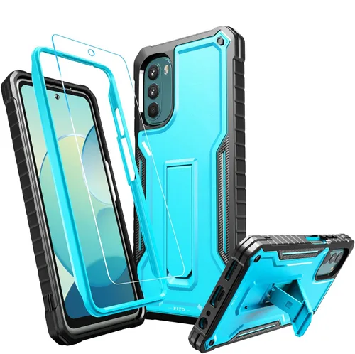 Vista 9 de FITO Funda para Moto G 5G 2022, funda resistente a prueba de golpes de doble capa para teléfono Moto G 5G 2022 con protector de pantalla, soporte