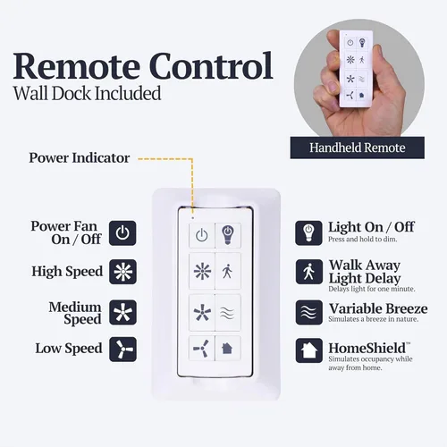 Vista 5 de Prominence Home Orbis - Ventilador de techo moderno para interiores de 52 pulgadas con luz LED, control remoto, motor reversible, 3 aspas de doble