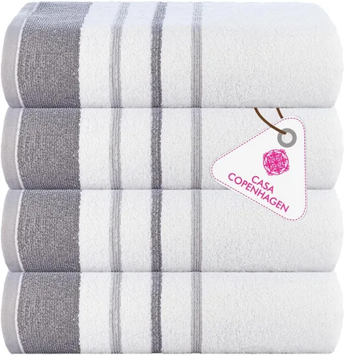 Vista 75 de CASA COPENHAGEN Exotic - Juego de 6 toallas de diseño de 100% algodón egipcio, color azul aguamarina, 550 GSM, 2 toallas de baño, 2 toallas de baño