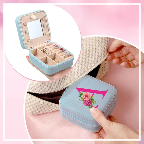 Vista 5 de Parima Joyero de viaje para joyería, regalo del día de San Valentín para ella, esposa, novia, hija, regalos personalizados, organizador de joyas