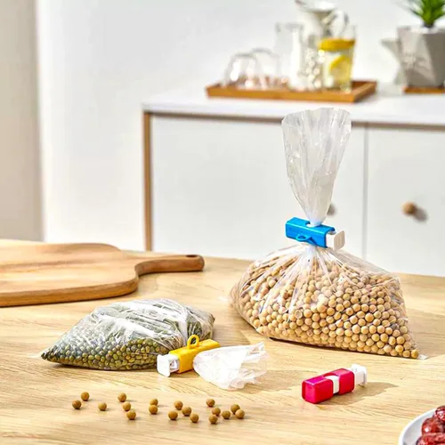 Vista 6 de 20 clips para alimentos, agarre hermético, aprieta y bloquea clips para bolsas de pan, agarre de plástico pesado