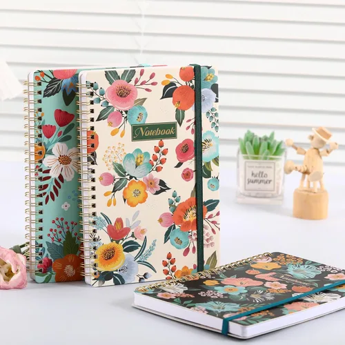 Vista 5 de Cuaderno Chopet - Paquete de 3 cuadernos en espiral A5 con líneas, cuaderno de 8.3" x 6" con papel grueso, cuaderno de diario clásico con rayas