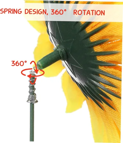 Vista 2 de SEWACC Juego de 5 piezas de metal grande con diseño de girasol, decoración de jardín, a prueba de óxido, margarita amarilla, flor de metal, arte