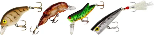 Vista 2 de Rebel Lures Classic Critters Crankbait - Paquete de 4 señuelos de pesca, incluye 1 Teeny Pop-R, 1 Crickhopper, 1 pez cangrejo de cangrejo pequeño
