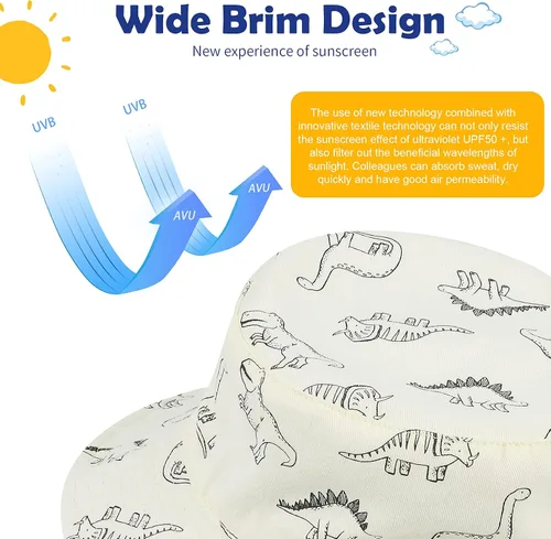 Vista 3 de Durio Sombrero para el sol para bebé, sombrero de playa de verano, UPF 50+, protección solar, sombreros para niños, regalos para niños y niñas