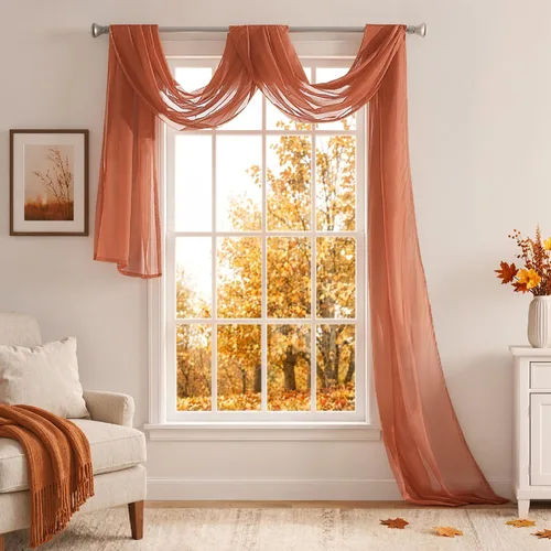 Vista 25 de MIULEE Cenefa Beige para Ventana para Fiesta - Cortina Transparente Cenefa Superior Tratamiento de Ventana Cortinas Decorativas para Arco de Boda