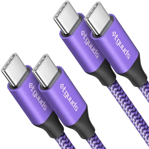 Vista 9 de etguuds Cable largo USB C a USB C de 10 pies, paquete de 2, 60W USBC a USBC, cable de carga tipo C a C de carga rápida para iPhone 17 16 15 Pro Max