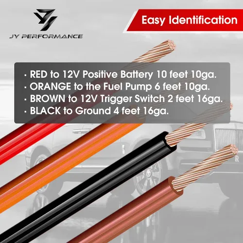 Vista 3 de JY Performance Kit de relé de bomba de combustible eléctrica para sistema de 12 V 40 amperios resistente al agua cables largos