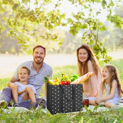 Vista 3 de Fab totes Paquete de 6 bolsas de comestibles reutilizables de 35L gran capacidad resistentes de servicio pesado, bolsas de compras reutilizables