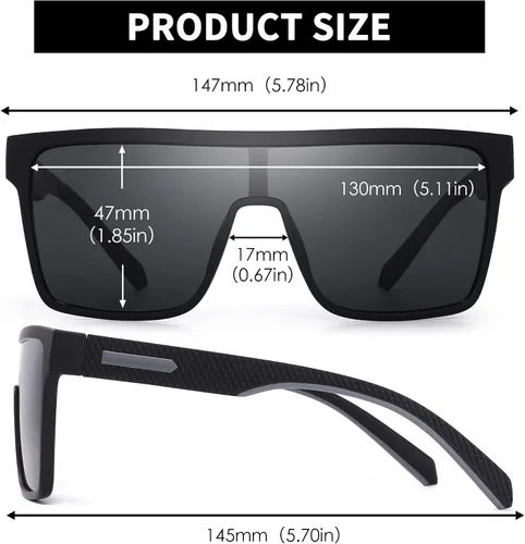 Vista 6 de GLINDAR Gafas de sol polarizadas para hombre, gafas deportivas cuadradas de gran