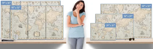 Vista 8 de Mapa de viaje del mundo Push Pin - Vintage rústico - Fabricado en Ohio, Estados Unidos