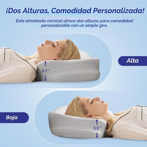 Vista 4 de Almohada cervical cervical para dormir, almohada ergonómica para dormir de lado, almohadas de espuma viscoelástica para aliviar el dolor de cuello
