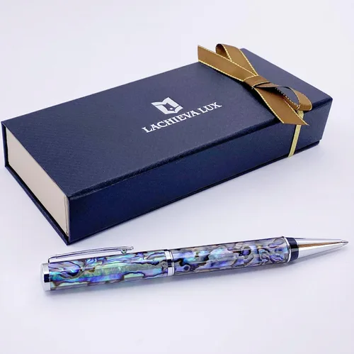 Vista 8 de Bolígrafo LACHIEVA LUX de concha de abulón, regalo de lujo para hombres y mujeres, recarga alemana P900M de 1.0 mm, bolígrafo ejecutivo en caja