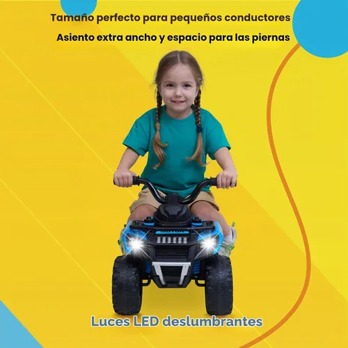 Vista 2 de Kidzone ATV Quad de 6 V para niños pequeños de 18 a 36 meses, color azul