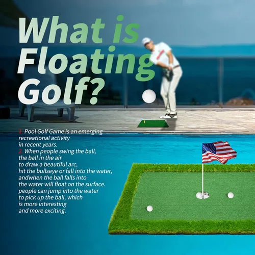 Vista 2 de Verde de golf flotante para piscina, varios tamaños (35"x24"/47"x35"/63"x47") para adaptarse a tus necesidades, green de chipping flotante, ideal