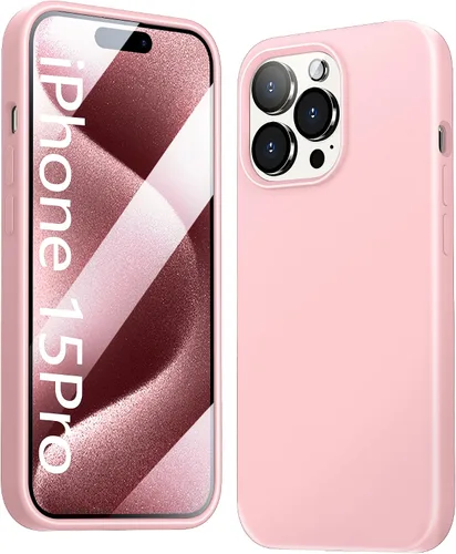 Vista 26 de Funda 5 en 1 para iPhone 12 Pro con protector de pantalla y protector de lente de cámara, funda de silicona líquida para iPhone 12 Pro (verde alpino)