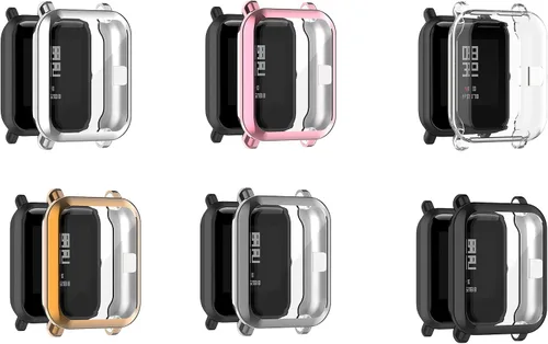 Vista 7 de Fundas protectoras de pantalla compatibles con Amazfit GTS 2 Mini/Bip U Pro/Bip S/Bip Lite/Bip 1S/Bip Lite 1S/Amazfit A1608 Watch Soft Metal